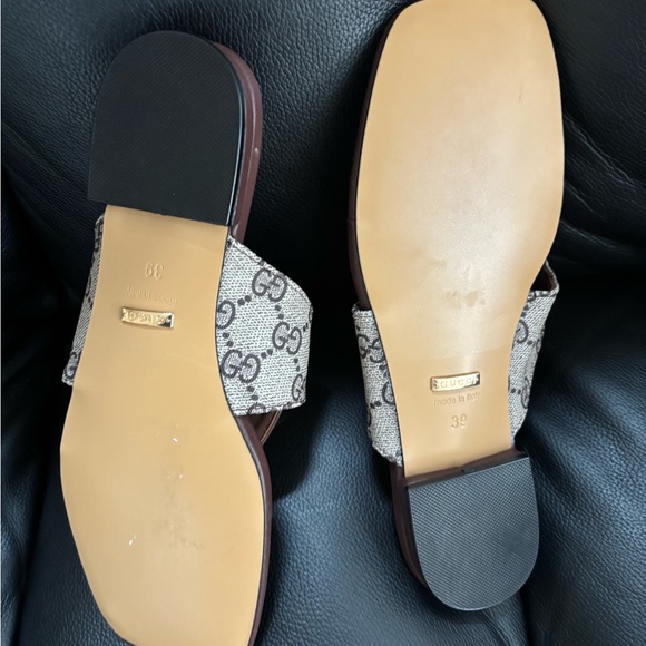 Gucci Blondie Logo-Embellished Leather and Coated-Canvas Sandals - Picture 8 of 10